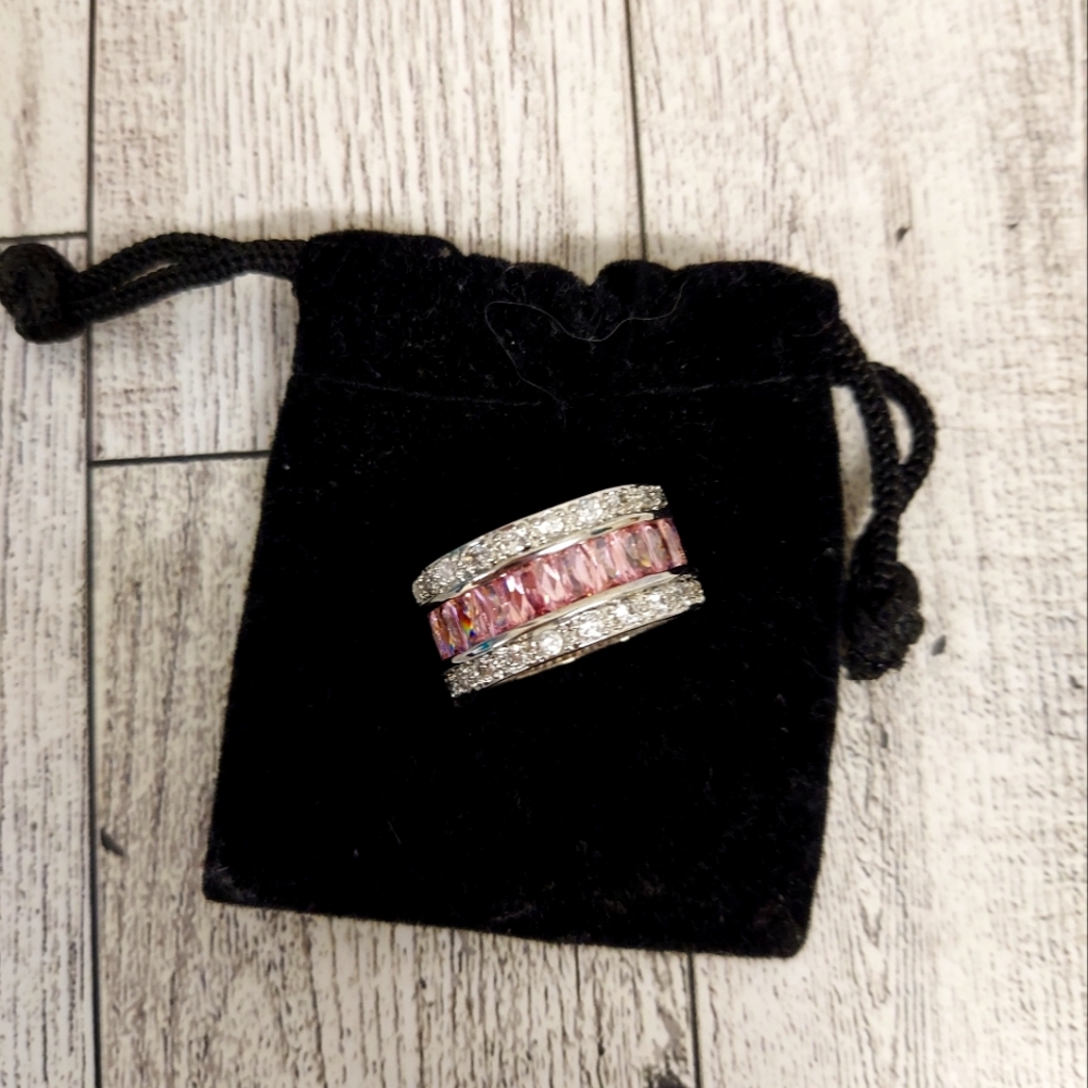 Avril 8.8ct Pink CZ White Gold Rhodium Eternity Band